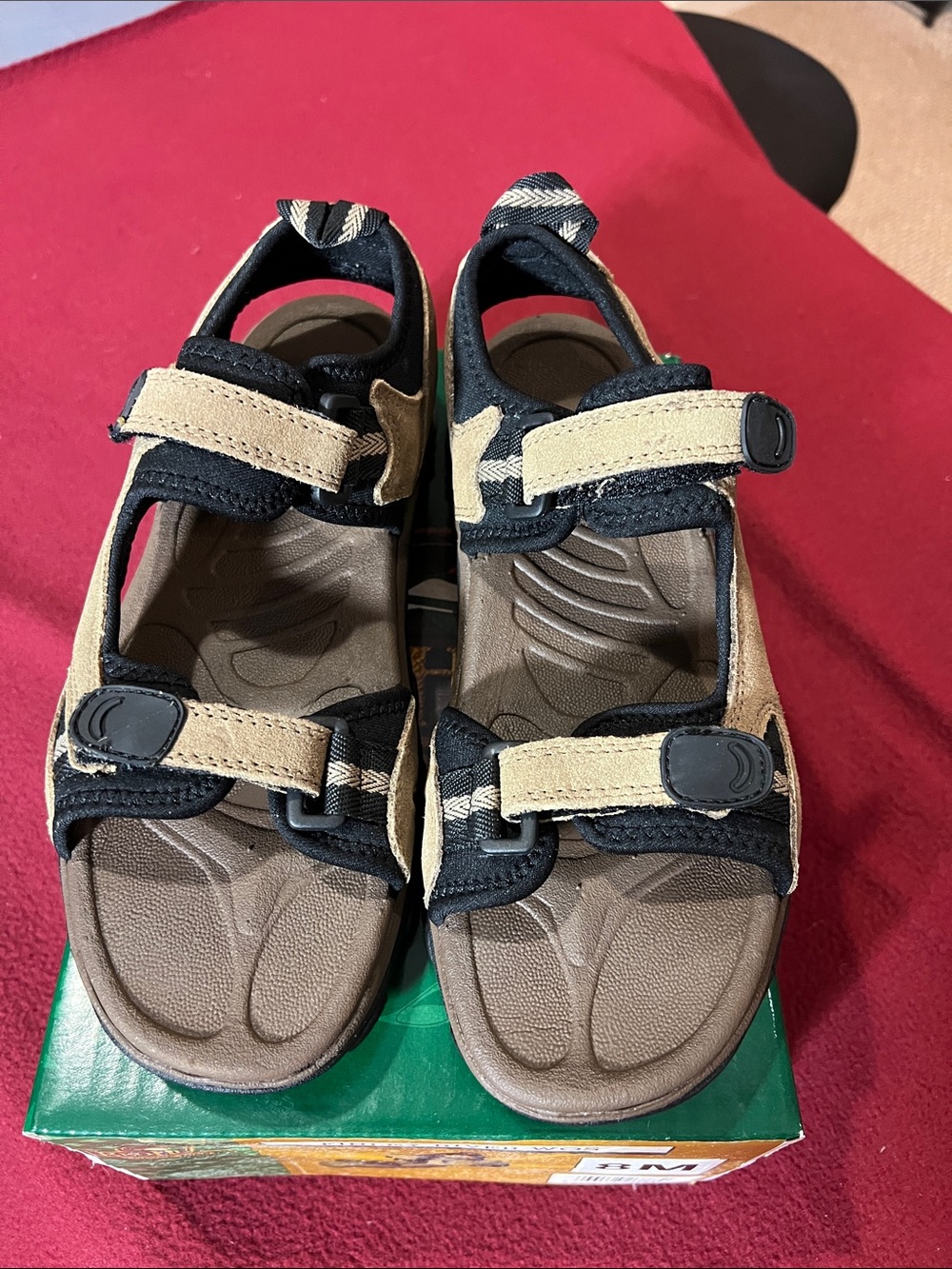 RedHead Black and Tan Women’s Hook-and-Loop Sandals